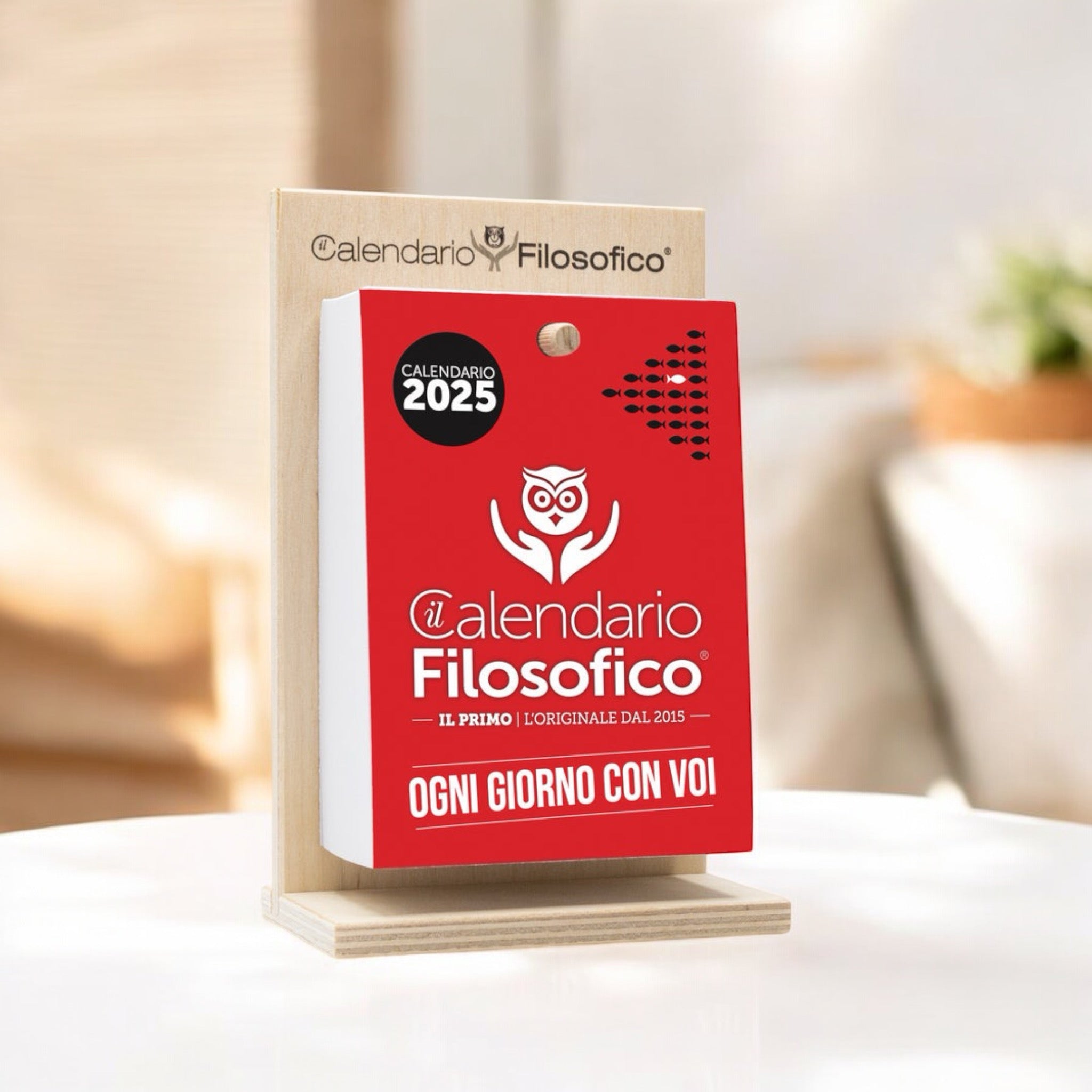 Calendario Filosofico 2025 - A6 PICCOLO  10x14 cm - con Supporto in Legno