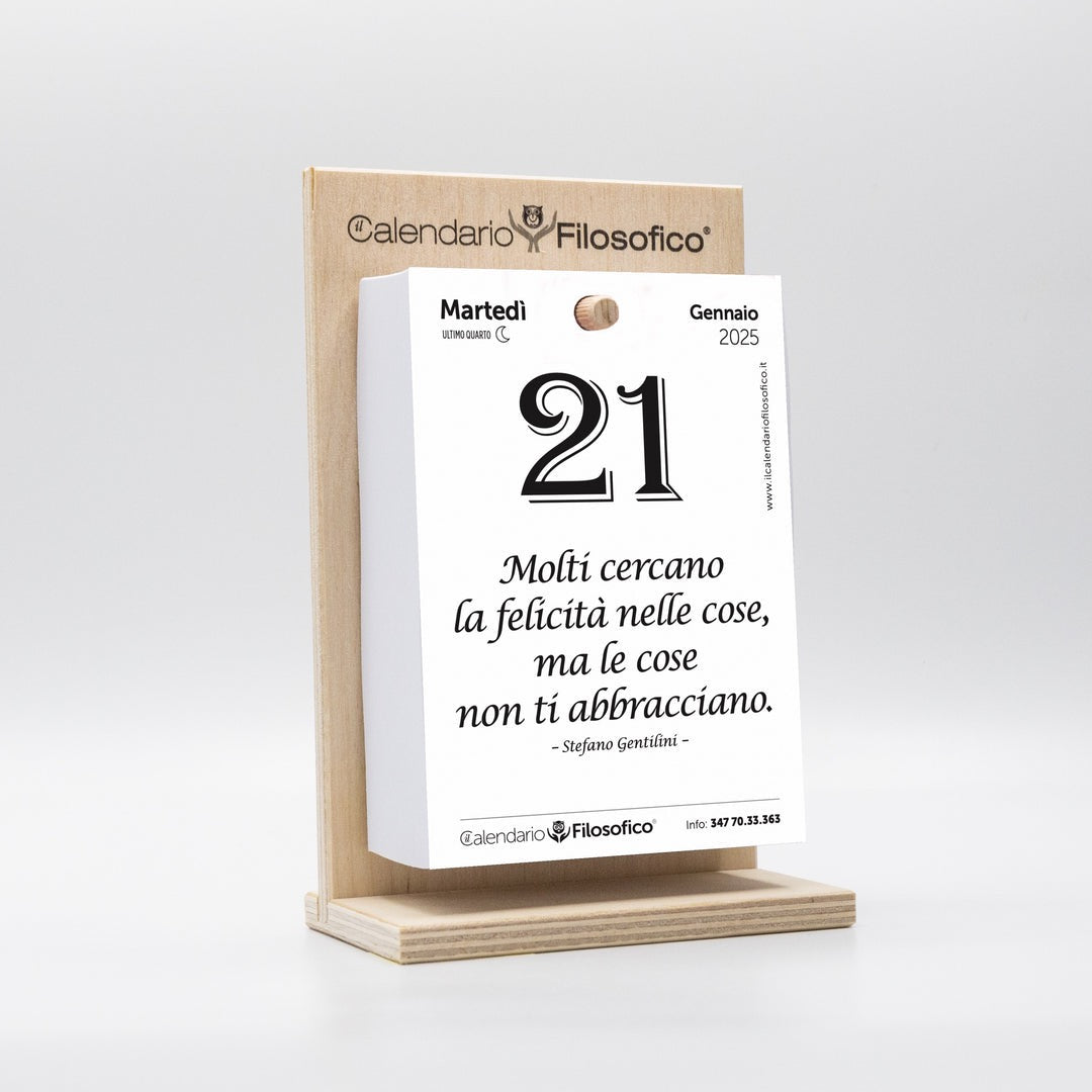 Calendario Filosofico 2025 - A6 PICCOLO  10x14 cm - con Supporto in Legno