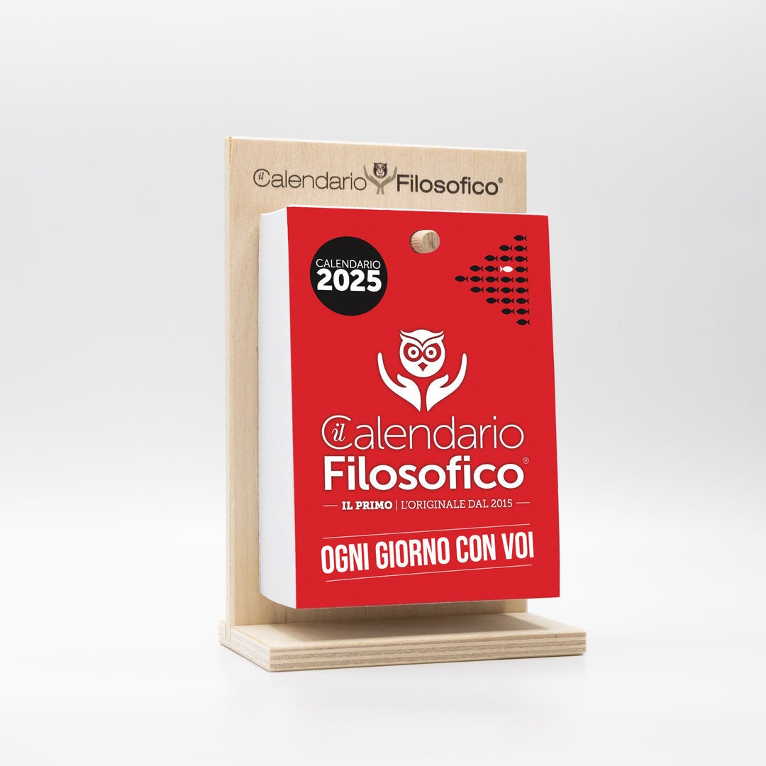 Calendario Filosofico 2025 - A6 PICCOLO  10x14 cm - con Supporto in Legno