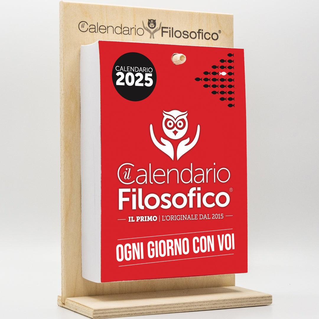 Calendario Filosofico 2025 - A4 GRANDE  21x30 cm - con Supporto in Legno